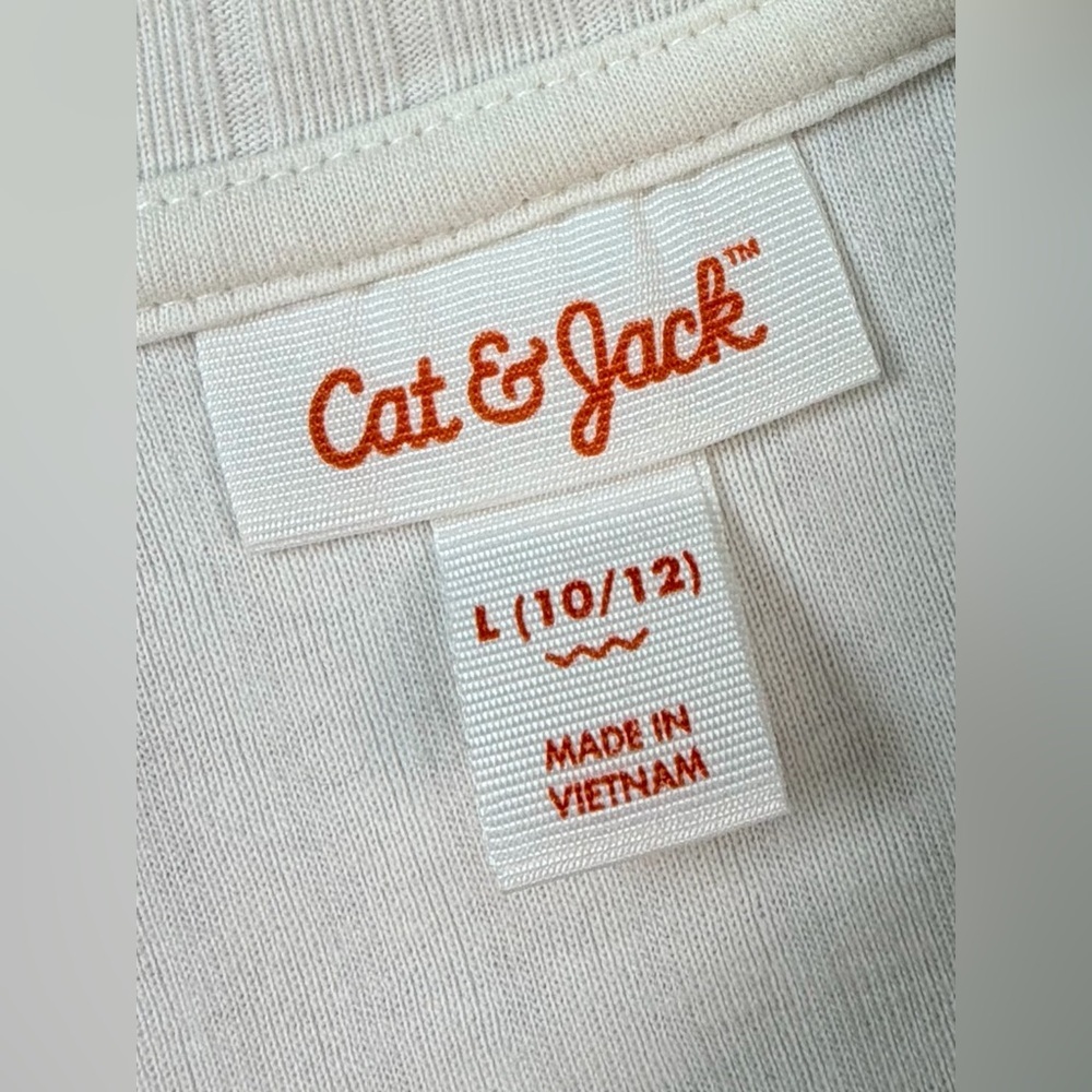 Cat & Jack Girls Long Sleeve Rib-Knit Top in Cream Size Large (10-12) - Picture 5 of 9